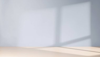 Tahta masa ve güneş ışığı duvarı, ürün modelleme arka plan şablonu