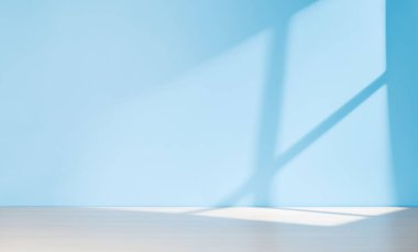 Tahta masa ve güneş ışığı duvarı, ürün modelleme arka plan şablonu