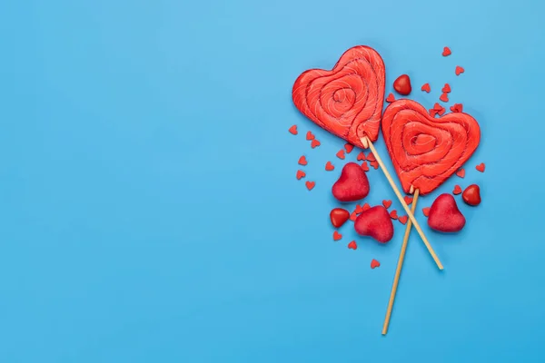 Selamlarınız Için Şekerleme Fotokopi Alanı Sevgililer Günü Kalp Şekeri Düz — Stok fotoğraf
