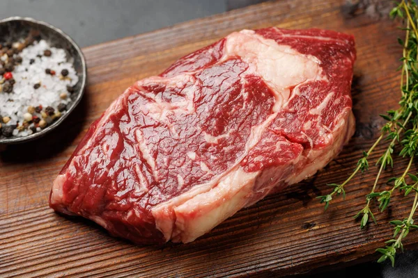 Raw Beef Ribeye Steak Fresh Ready Cooking Promising Mouthwatering Culinary — Stock Photo, Image