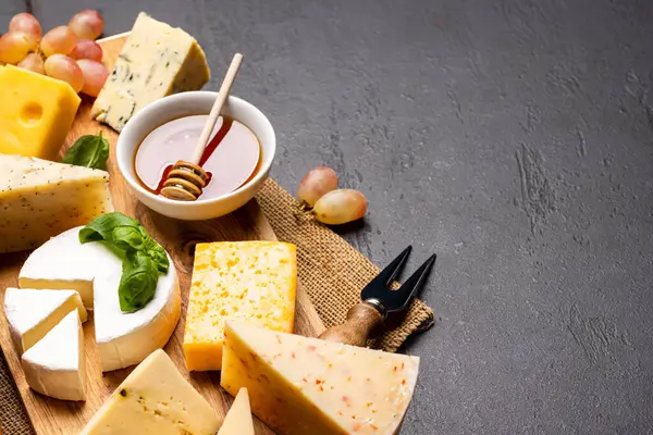 Various Cheese Board Copy Space — Stock Photo, Image