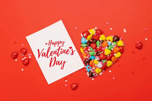 Candy Sweets Greeting Card Your Greetings Valentines Day Candy Hearts — Stock fotografie