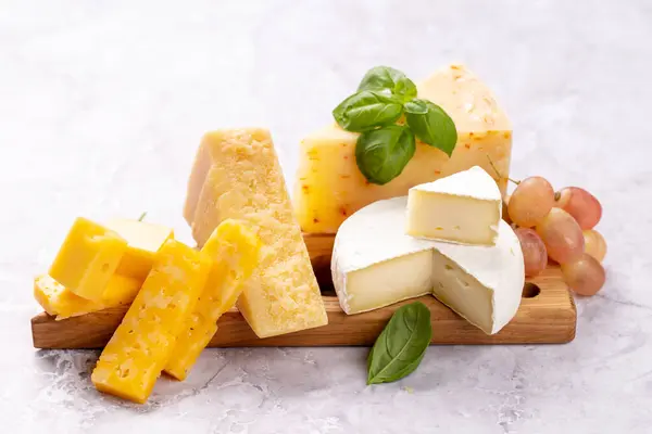 Various Cheese Board Stone Table — Stockfoto
