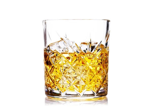 Whiskey Crystal Clear Ice Cubes Isolated White Background — Stock Photo, Image