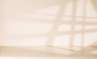 Tahta masa ve güneş ışığı duvarı, ürün modelleme arka plan şablonu