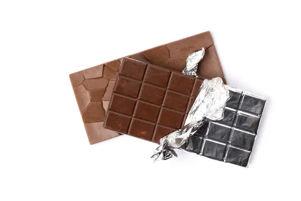 Sweet Temptation Two Chocolate Bars Isolated White Background — Stock Photo, Image