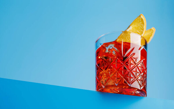 Cocktail delight: Classic negroni against a cool blue background