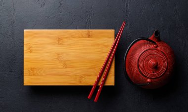 Tahta Tahta, Çaydanlık, Çubuk ve Kopya Alanı, Düz Yataklı Japon Masa Ayarları
