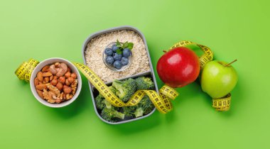 Sağlıklı gıda konsepti. Düz yatıyordu