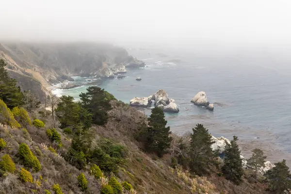 Stock image A captivating coastal landscape featuring the majestic ocean along the scenic Highway 1 in California