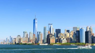 New York City silueti. Manhattan Gökdelenleri Panoraması