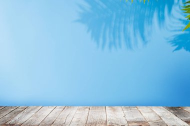 Boş tablo ve yaprak gölgeli duvar şablonu, ürün sunumu ve maketi için mükemmel