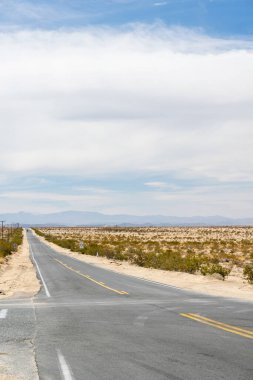 Hiç bitmeyen bir yolun perspektifi, güzel bir yere yolculuk ve macera.