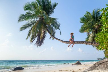 Palm Beach 'te genç bir kız. Yaz tatili