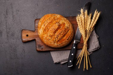 Bir somun taze ev yapımı ekmek. Altın kabuklu, yumuşak, havadar bir dokuya sahip. Sıcak ve davetkar bir koku yayıyor.