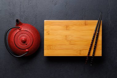 Tahta Tahta, Çaydanlık, Çubuk ve Kopya Alanı, Düz Yataklı Japon Masa Ayarları