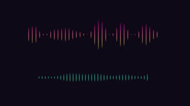 Siyah arka planda izole edilmiş iki müzik sesi dalgası seçeneği. Soundwave grafiği, ses formu. Alfa kanalı. 4K video.