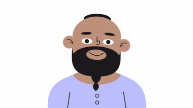 Kafasını nazikçe sallayan ve sanki konuşuyormuş gibi dudaklarını hareket ettiren bir adamın animasyonu. Basit düz vektör biçimi, iletişim için mükemmel, açıklayıcı videolar ve kullanıcı arayüzü elemanları. 4K, alfa kanalı.