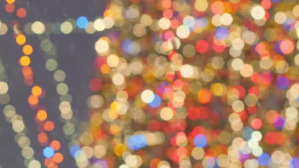 Shimmering Abstract Colored Circles Defocused Christmas Lights Video Blurred Fairy — Stock Video