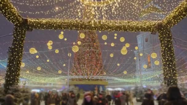 Wichtigster Ukrainischer Weihnachtsbaum Jahr 2022 Auf Dem Sofia Platz Kiew — Stockvideo