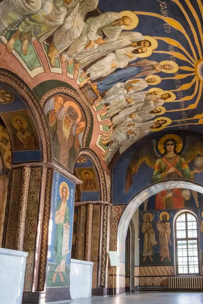 Kiev Ucrânia Dezembro 2021 Antigos Afrescos Cristãos Dentro Igreja Mosteiro — Fotografia de Stock