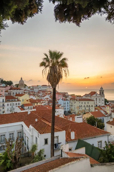 Lisbon Cityscape Panorama Dawn Portugal Famous View Lisbon Old Town — Stock Photo, Image