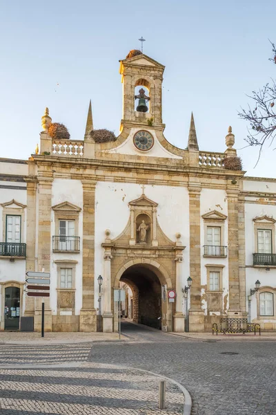 Antiga Igreja Cristã Cidade Faro Portugal Ninhos Cegonha Telhado Porta — Fotografia de Stock