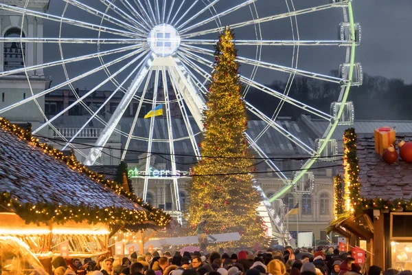 Kiev Ukraina Januari 2022 Traditionell Julmarknad Centrala Podil Distriktet Kiev — Stockfoto