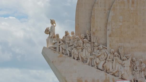 Monument Discoveries Lisboa Portugal Populære Turistlandemerker Elven Tagus Lisboa – stockvideo