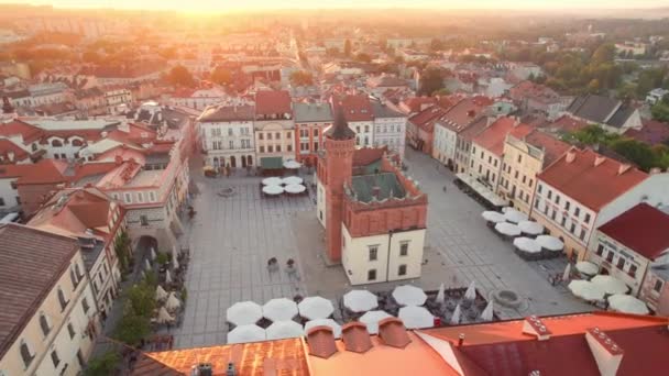 Radnice Hlavním Náměstí Tarnow Staré Město Malopolské Vojvodství Polsko Letecký — Stock video
