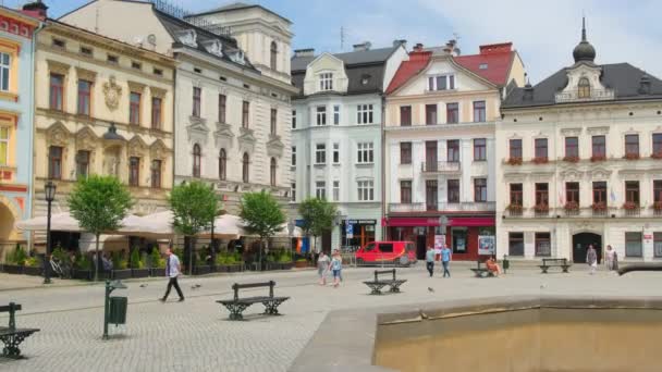 Cieszyn Poland June 2022 Fountain Saint Florian Market Square Cieszyn — Stock Video