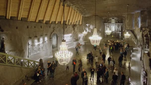 Krakow Poland July 2022 Interior Kingas Chapel Wieliczka Salt Mine — Stockvideo