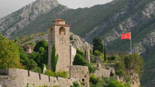 Festung Der Altstadt Von Stari Bar Montenegro Noch Aufgenommen Von — Stockvideo