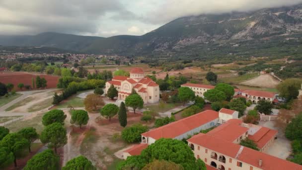 Klasztor Agios Gerasimos Wyspie Kefalonia Grecja Święty Klasztor Agios Gerasimos — Wideo stockowe