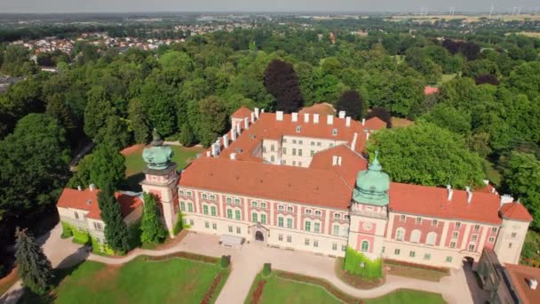 Aerial View 16Th Century Baroque Lancut Castle Former Polish Magnate — Stock Video