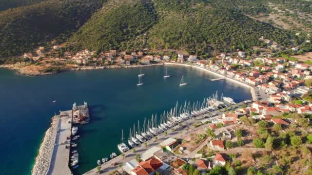 Aerial View Agia Effimia Village Kefalonia Island Ionian Sea Greece — Stock videók