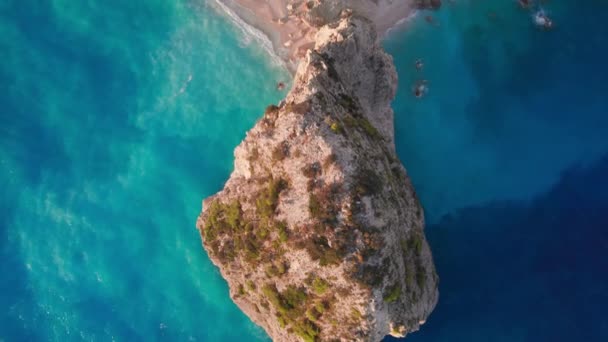 Aerial Top View Plakaki Rocks Zakynthos Island Ionian Sea Greece — Video