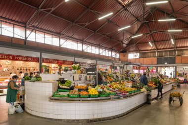 Olhao, Portugal - April 30, 2022: Olhao municipal food market in Algarve region, Portugal.