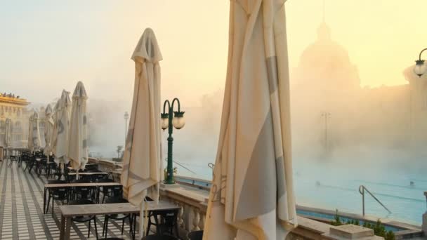 Budapest Hungary November 2022 Szechenyi Baths Winter Historic Hungarian Thermal — Stock video