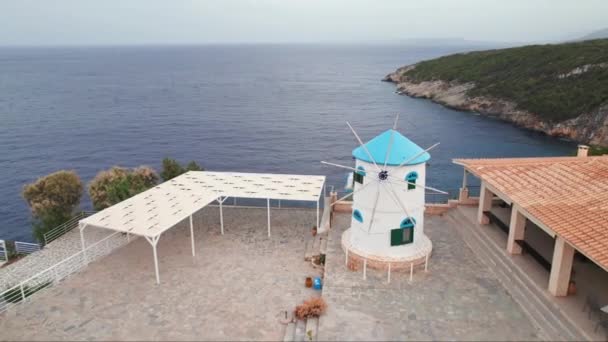 Vecchio Mulino Vento Sull Isola Zante Grecia Veduta Aerea Drone — Video Stock