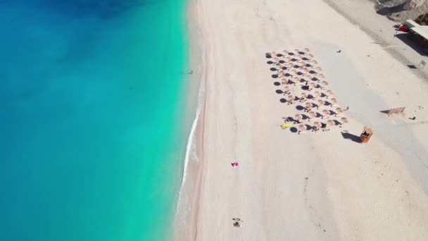 Beautiful Myrtos Beach Sunny Summer Day Kefalonia Island Ionian Sea — Stock videók