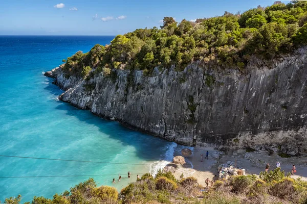 Xigia Siarka Plaża Wyspie Zakynthos Morze Jońskie Grecja Piękna Zatoka — Zdjęcie stockowe