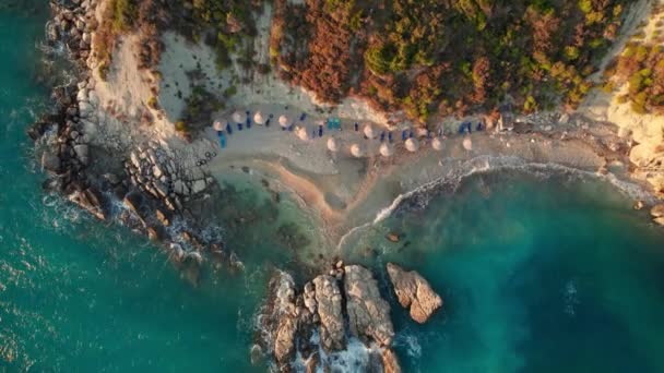 Beautiful Xigia Sandy Beach Zakynthos Island Ionian Sea Greece Aerial — Vídeos de Stock