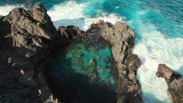 Charco Laja Natuurlijk Zwembad San Juan Rambla Vissersdorp Tenerife Eiland — Stockvideo