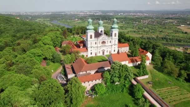 Camaldolese Monastery Bielany Krakow City Poland Aerial View Christian Camaldolese — Vídeos de Stock