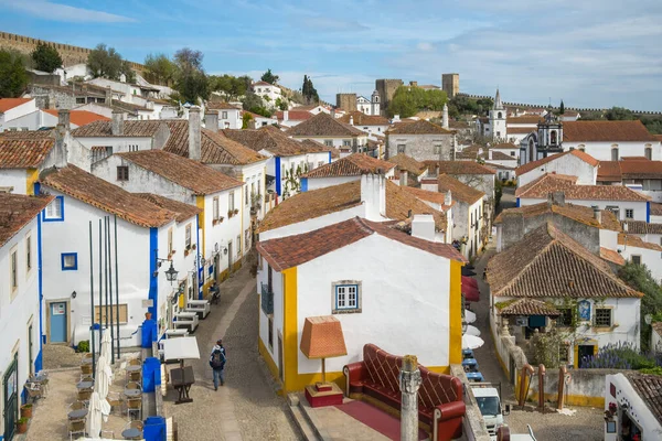 Calles Estrechas Dentro Del Castillo Obidos Portugal Vista Superior Ciudad — Foto de Stock