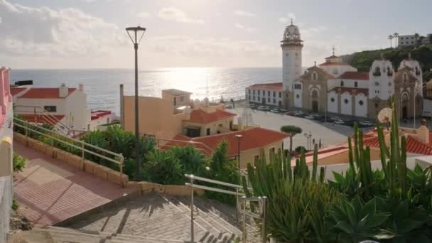 Vacker Utsikt Över Candelaria Stad Teneriffa Kanarieöarna Spanien Basilikan Och — Stockvideo