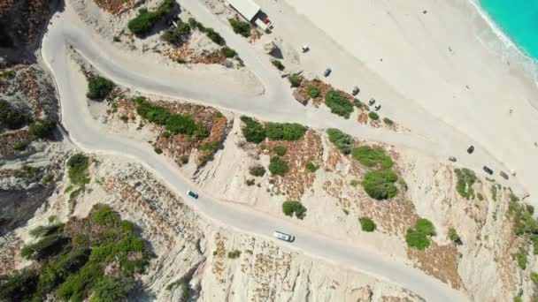 Пляж Миртос Острове Кефалония Ионическое Море Греция Съемка Беспилотника Воздуха — стоковое видео