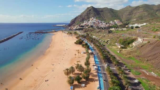 Las Teresitas Plajı Tenerife Kanarya Adaları Ndaki San Andres Tatil — Stok video