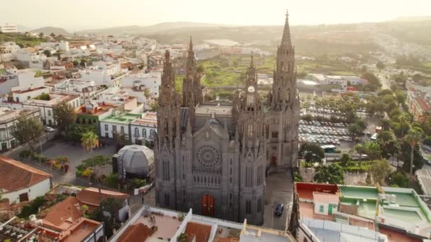 Arucas Kasabasındaki Parroquia San Juan Bautista Arucas Kilisesi Gran Canaria — Stok video